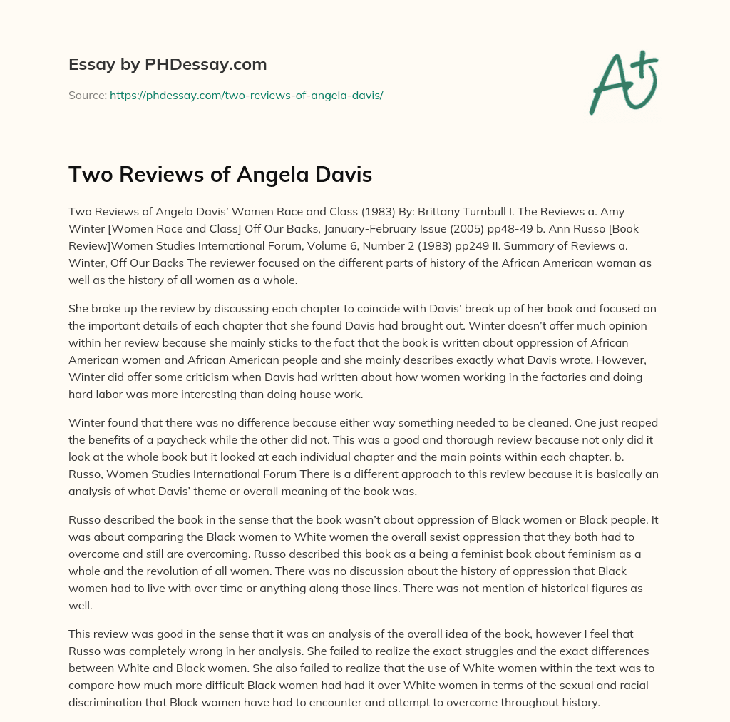 Two Reviews of Angela Davis essay