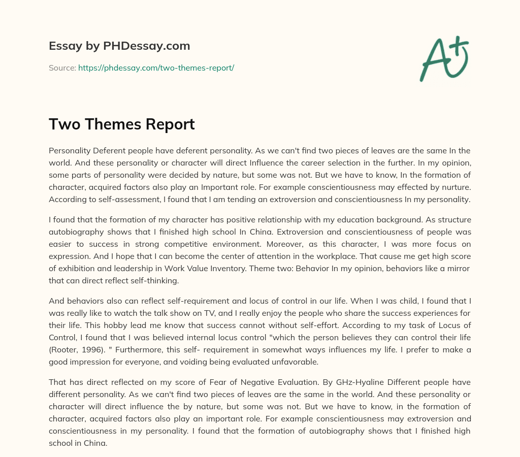 Two Themes Report essay