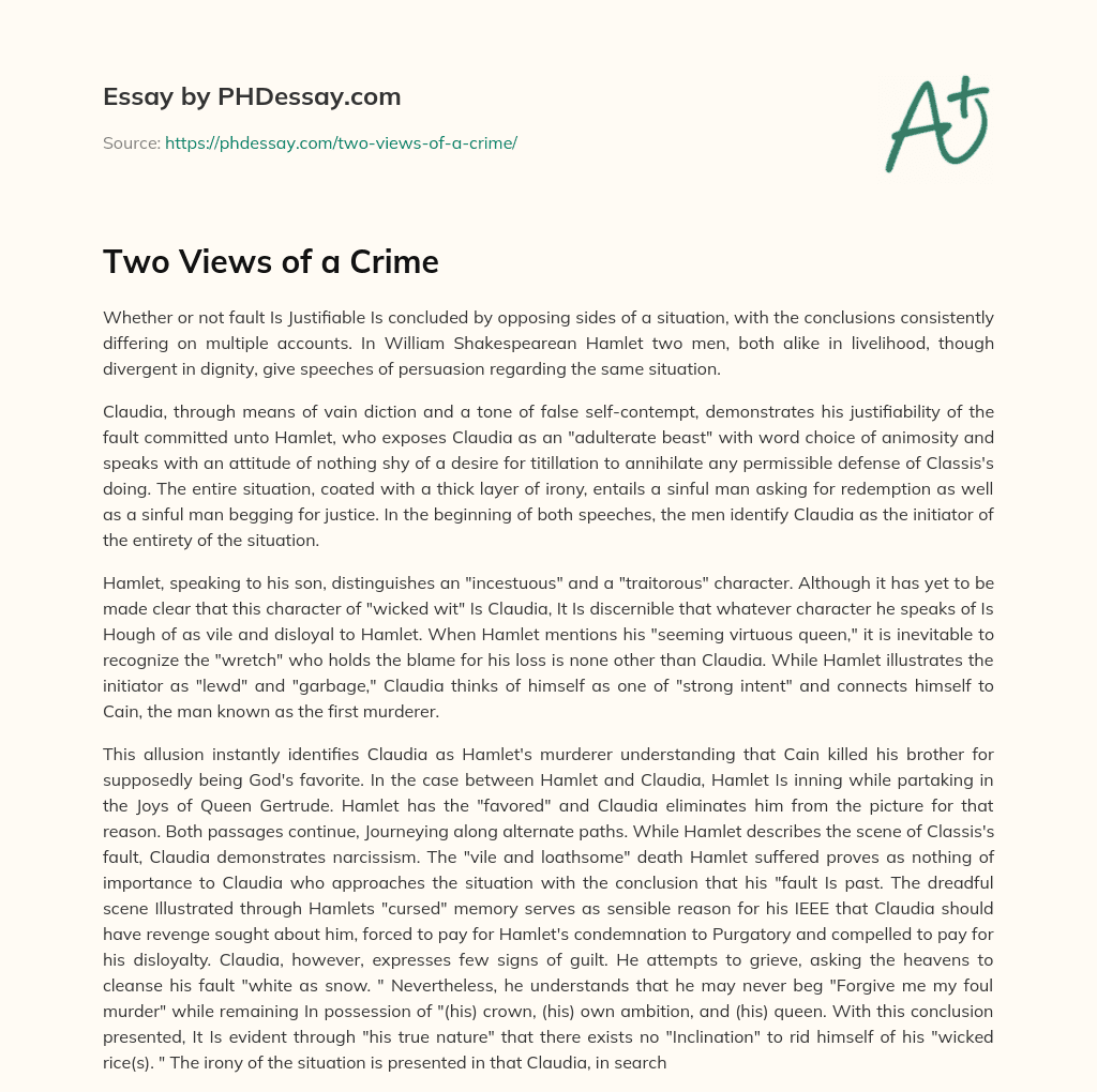 Two Views of a Crime essay