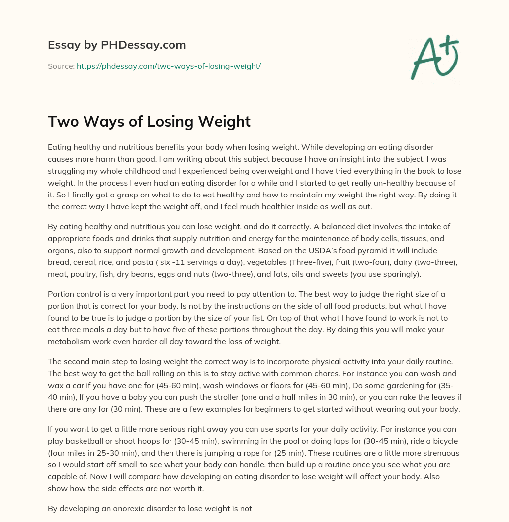 essay on methods of losing weight