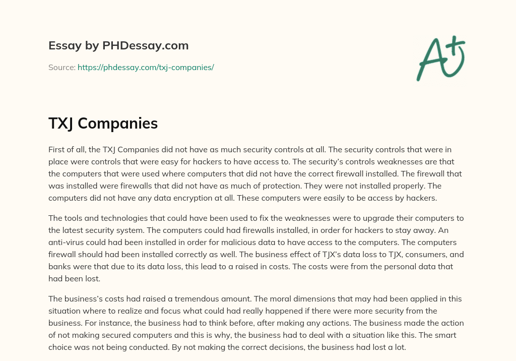 TXJ Companies essay