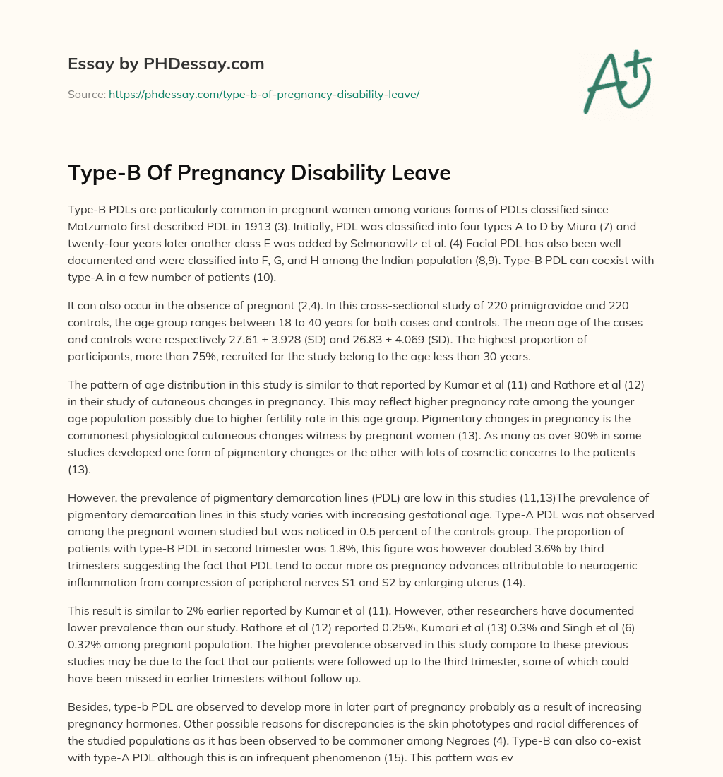 TypeB Of Pregnancy Disability Leave