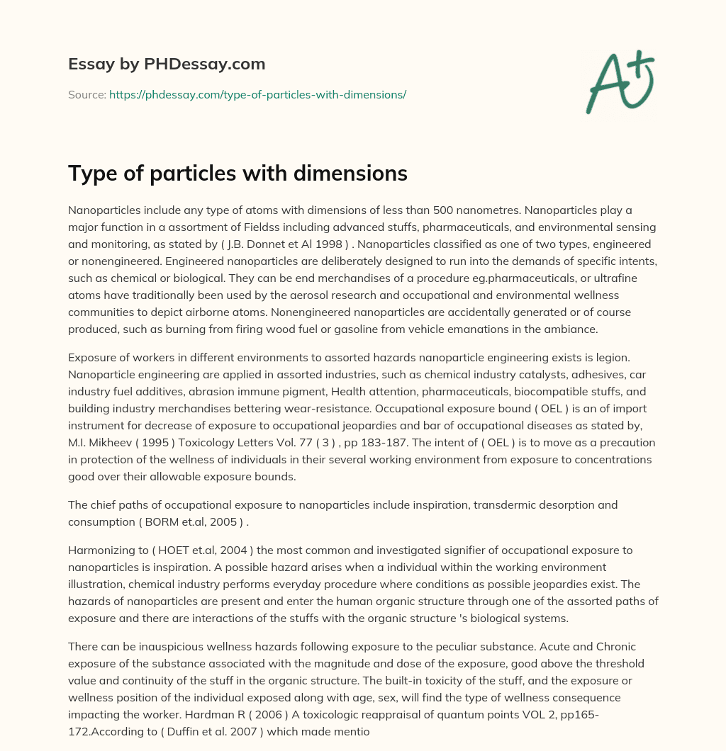 Type of particles with dimensions essay