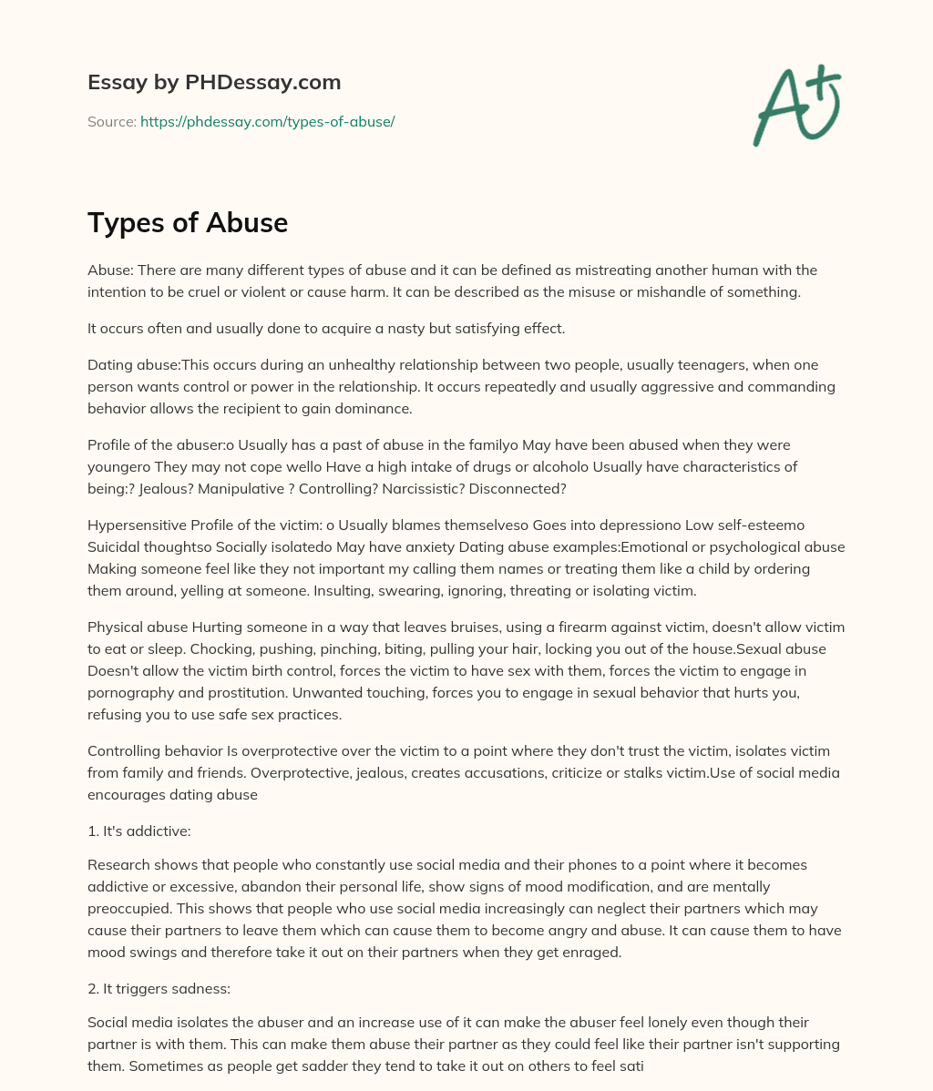 essay about types of abuse