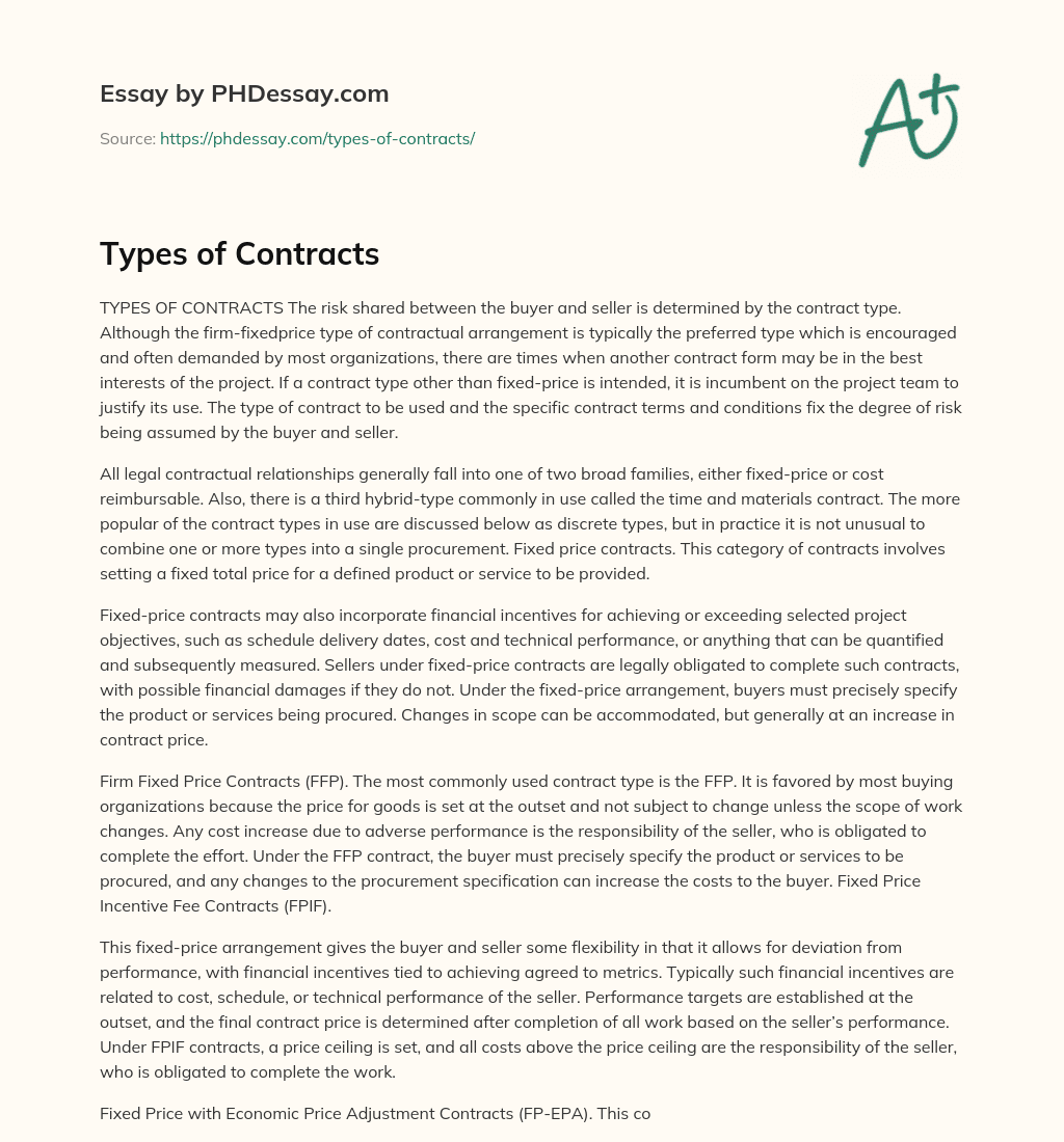 Types of Contracts essay