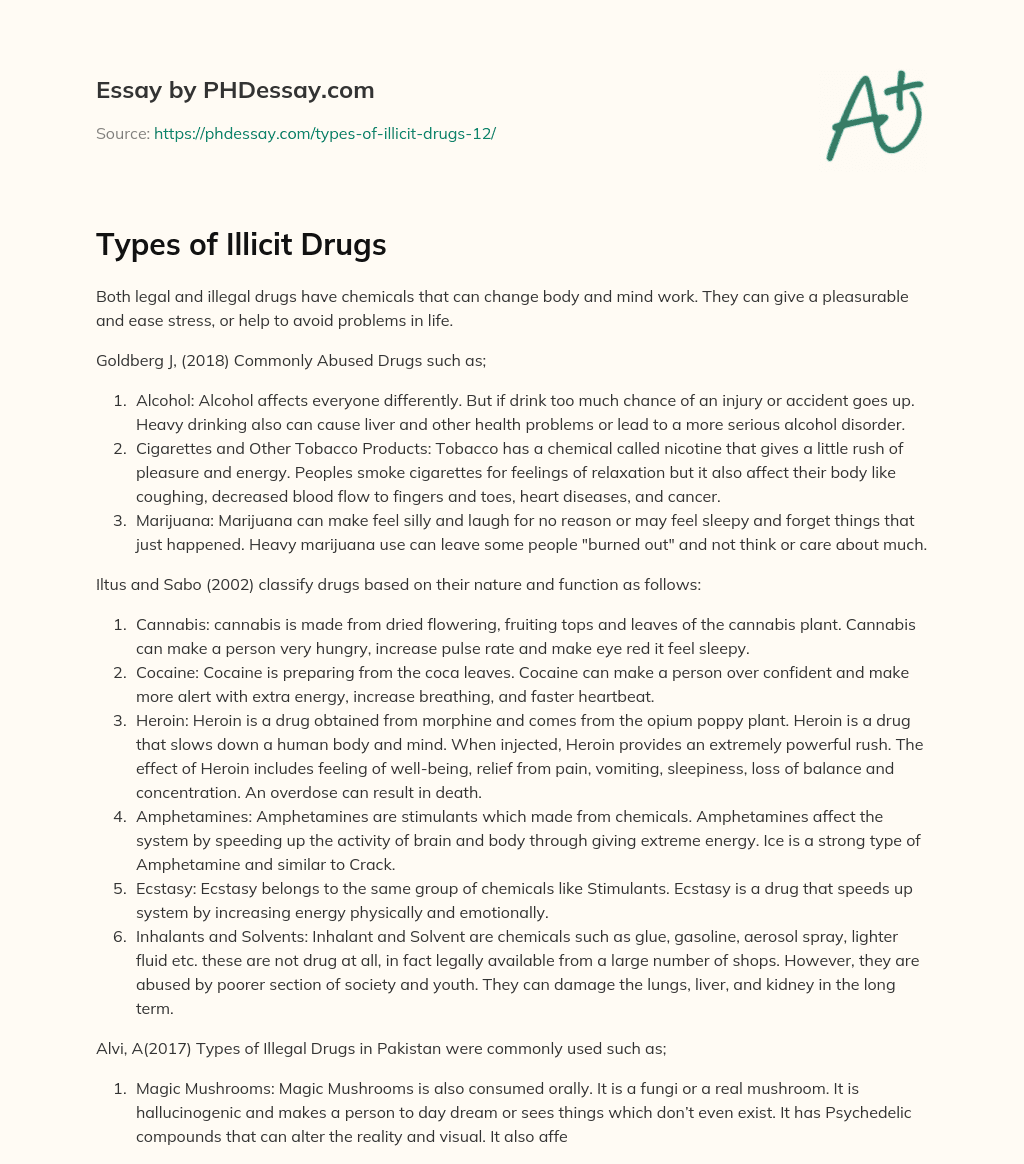 types of drugs essay