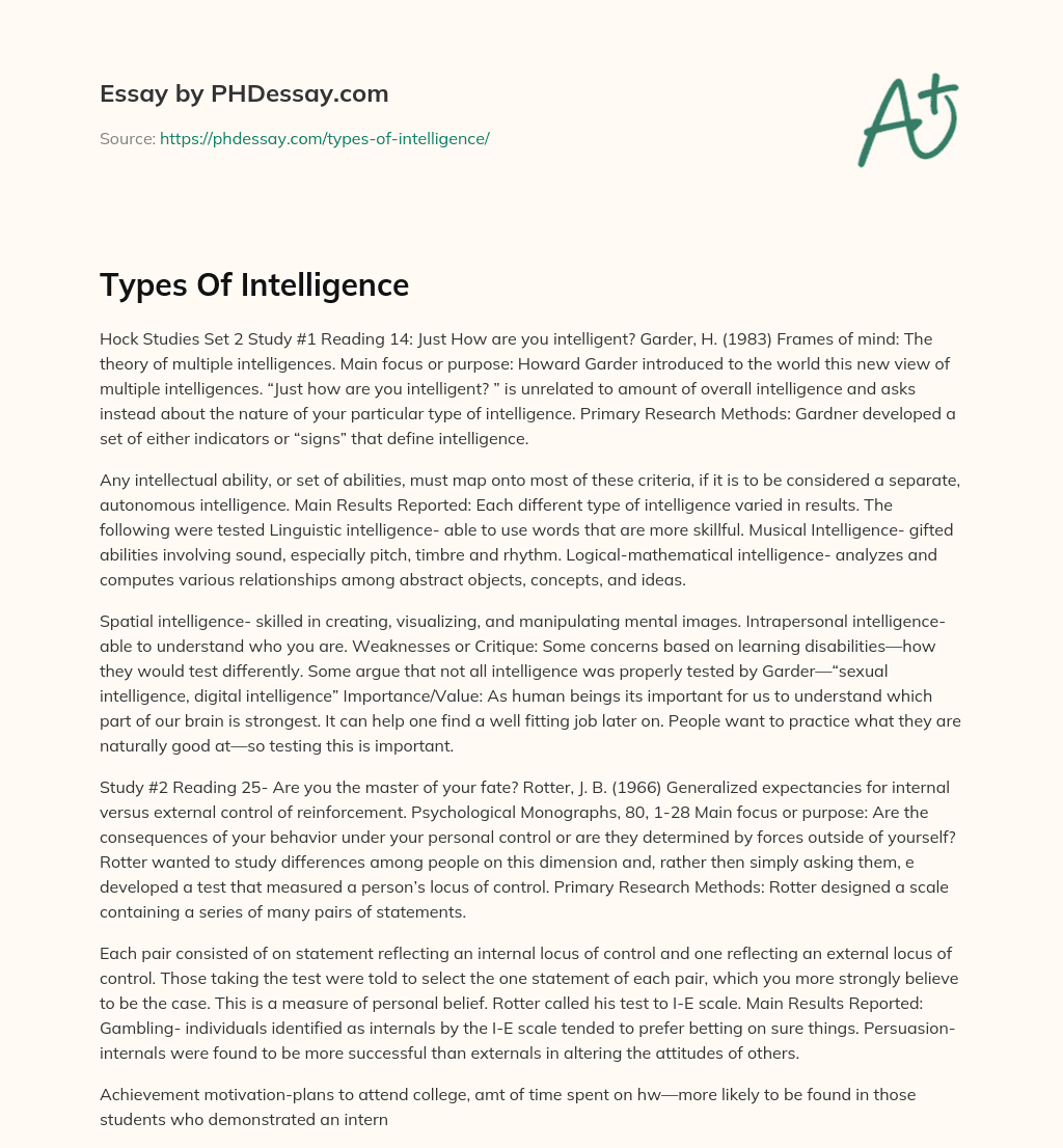 Types Of Intelligence essay