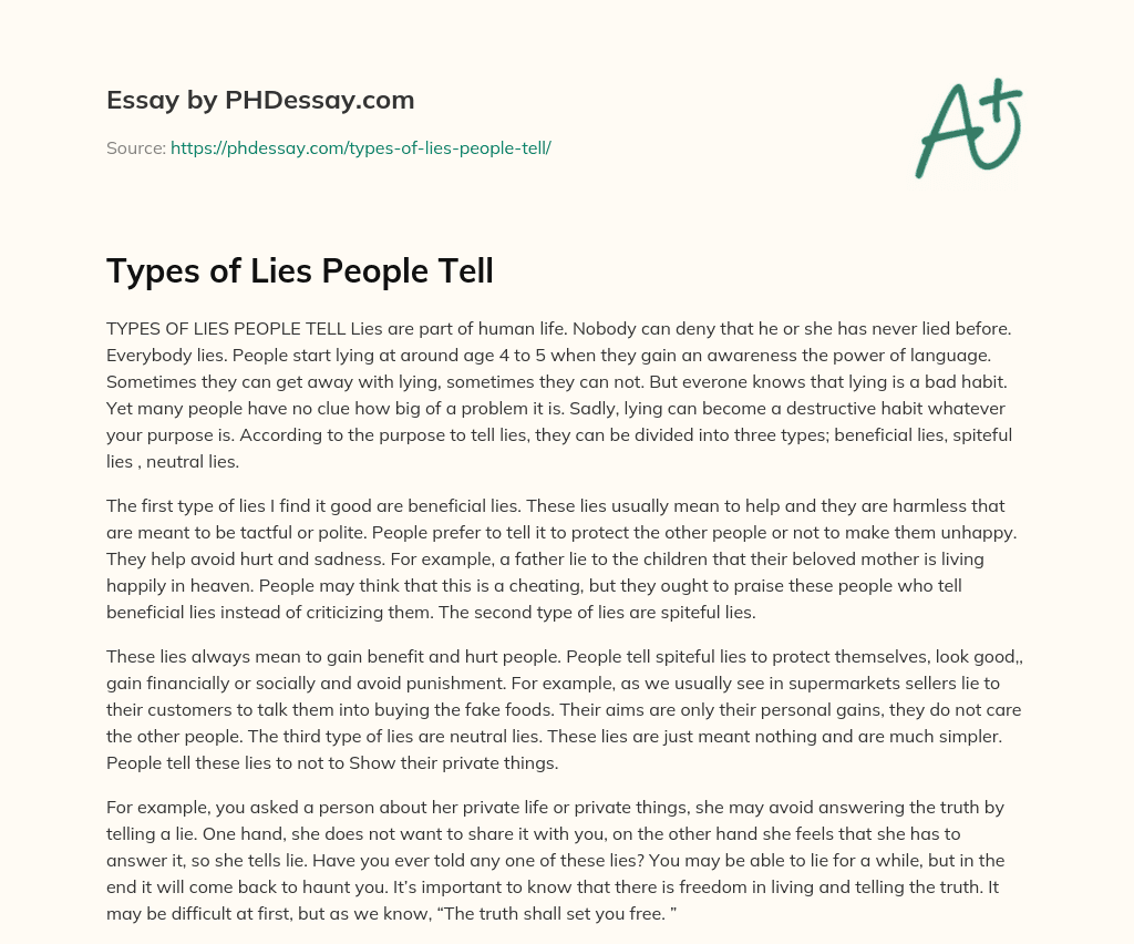 Types of Lies People Tell essay