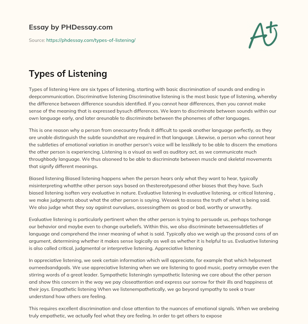 Types of Listening essay