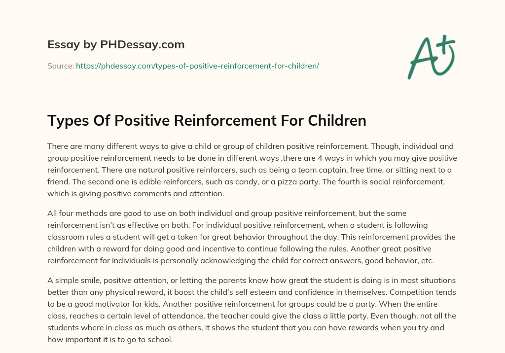 Types Of Positive Reinforcement For Children essay