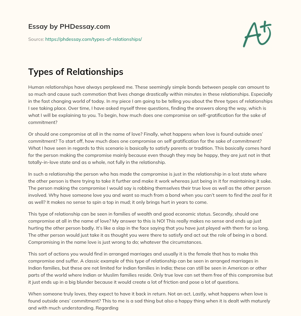 types of relationships essay