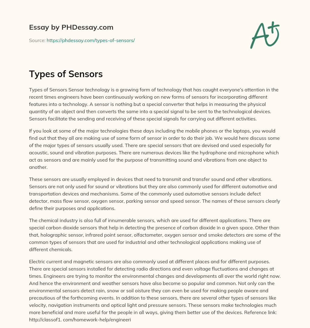 Types of Sensors essay
