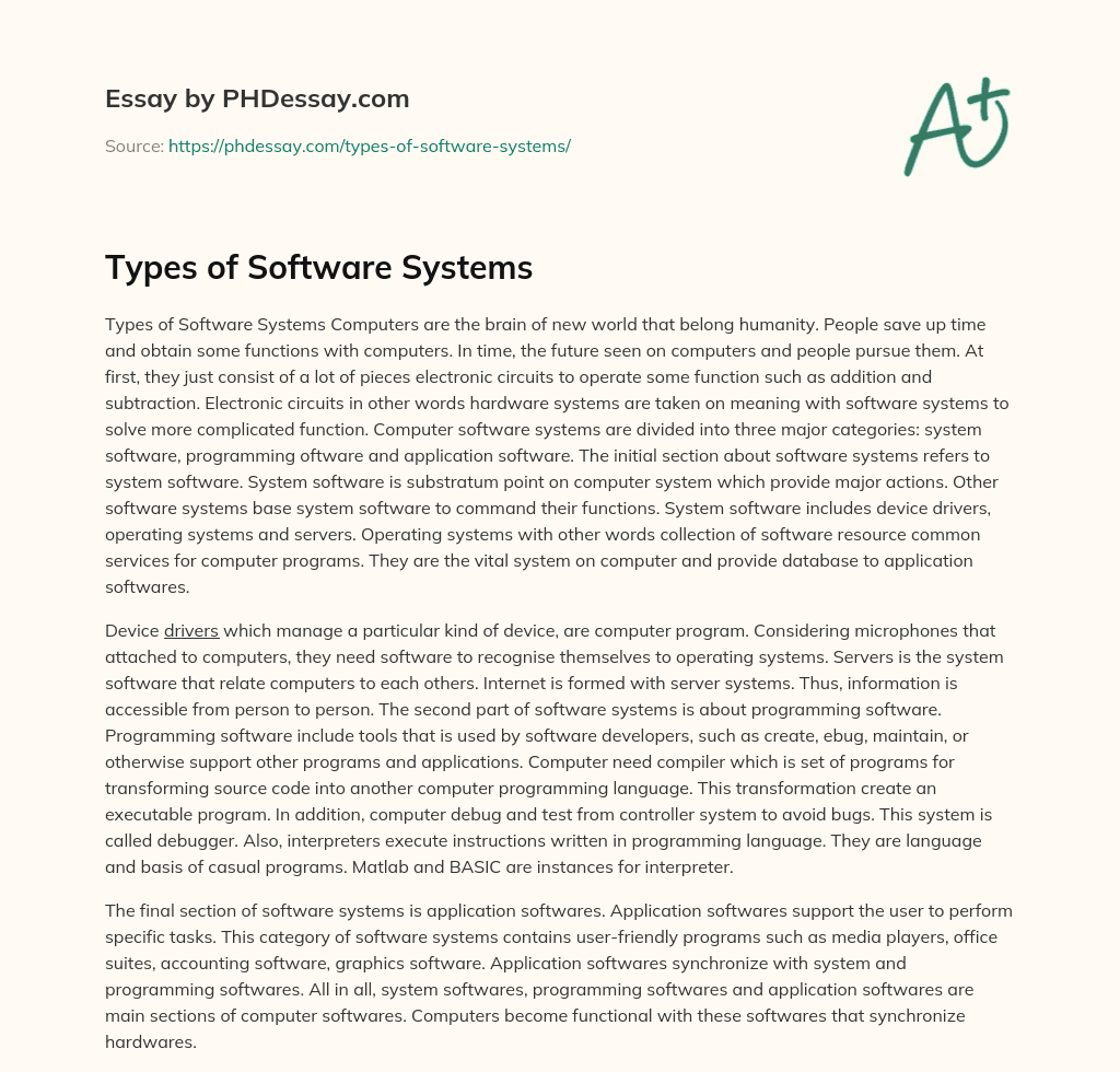 Types of Software Systems essay