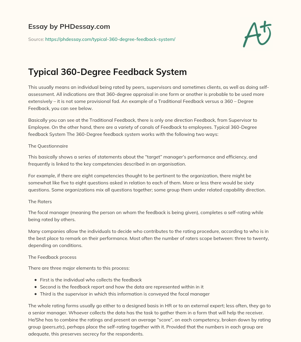 Typical 360-Degree Feedback System essay