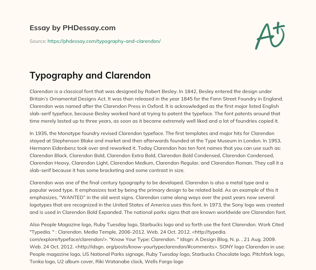 Typography and Clarendon essay