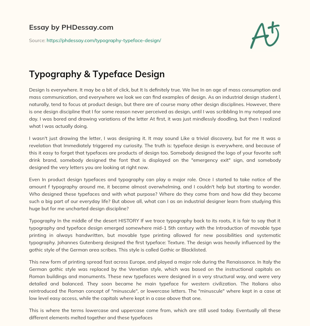 Typography & Typeface Design essay