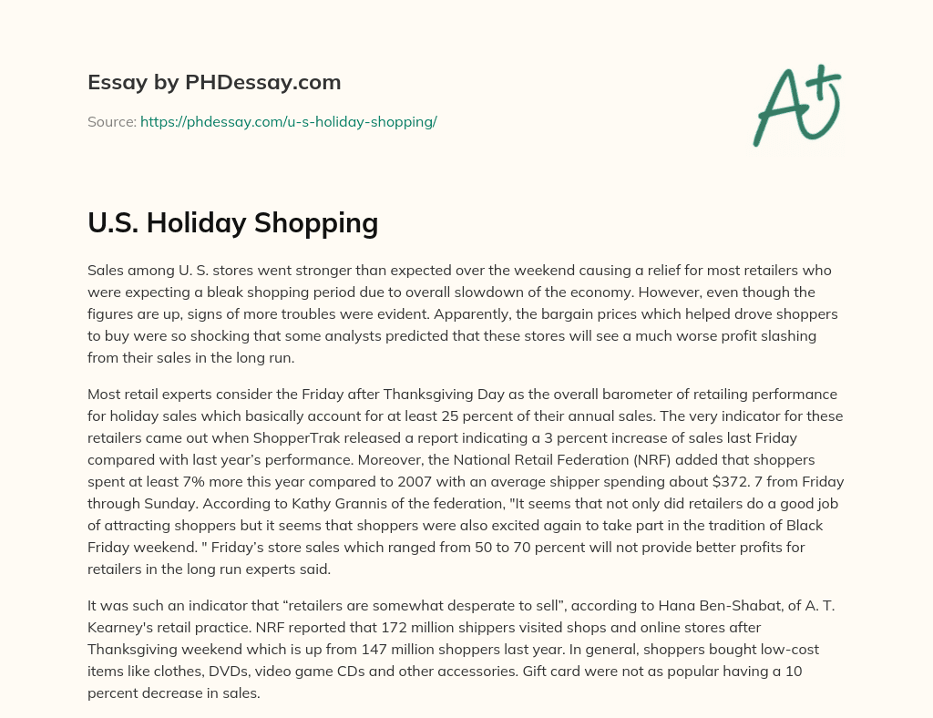 U.S. Holiday Shopping essay