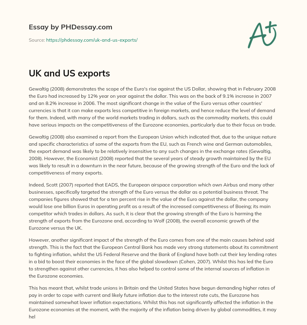 UK and US exports essay