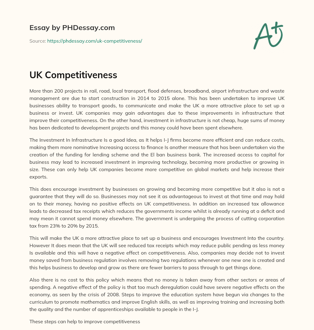 UK Competitiveness essay