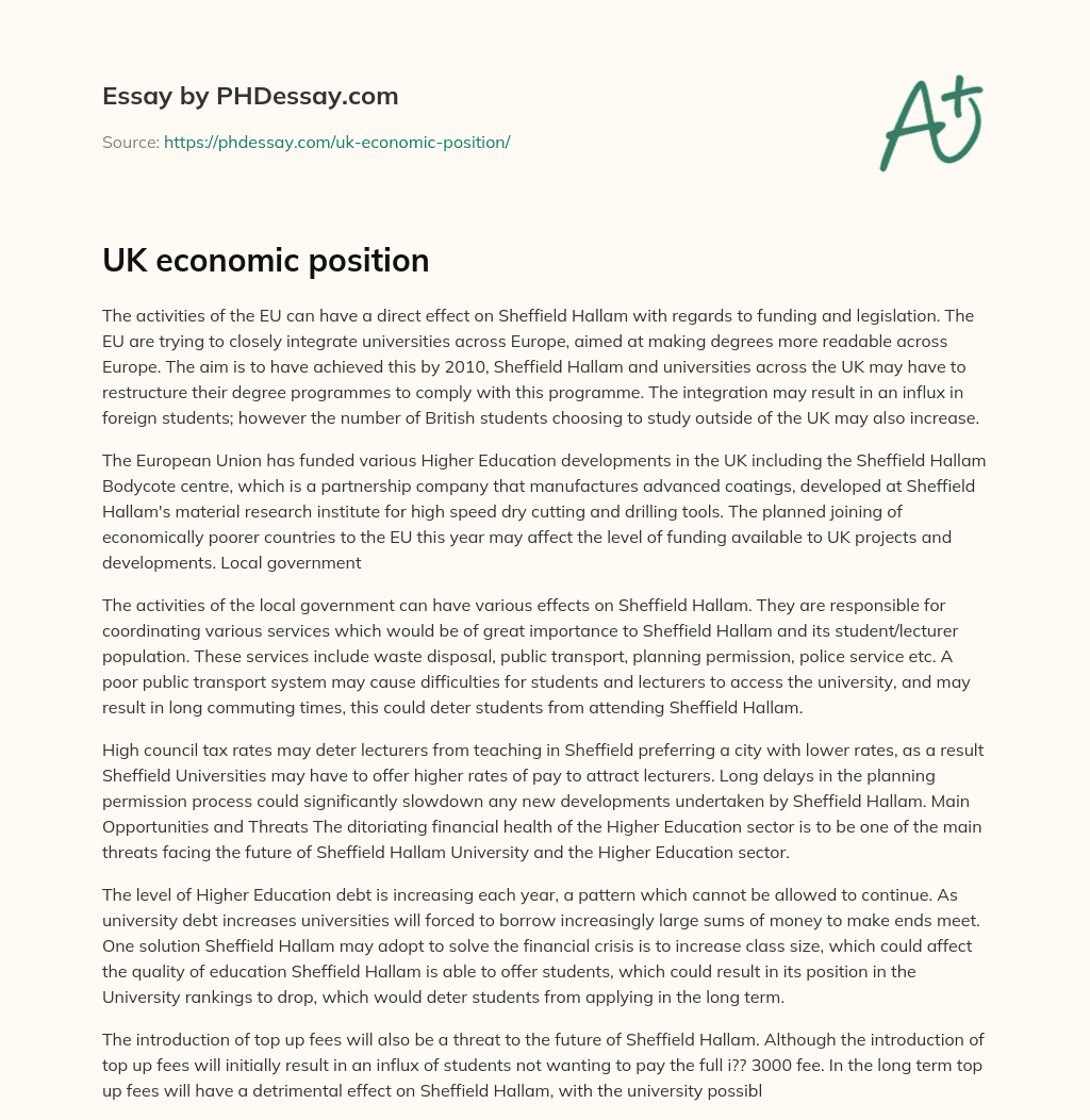 UK economic position essay