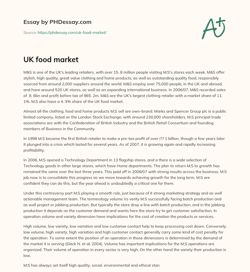 UK food market essay
