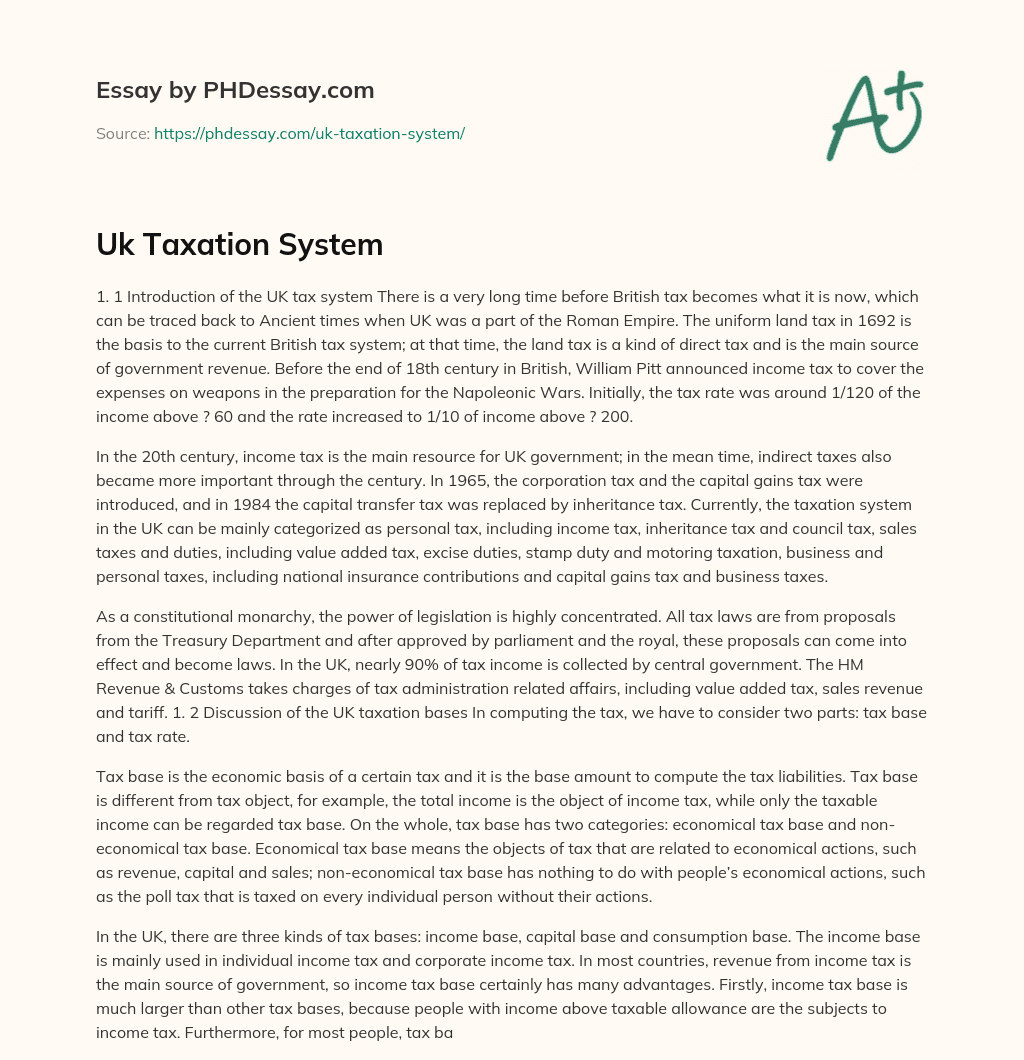 Uk Taxation System essay