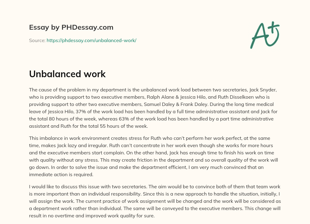 Unbalanced work essay