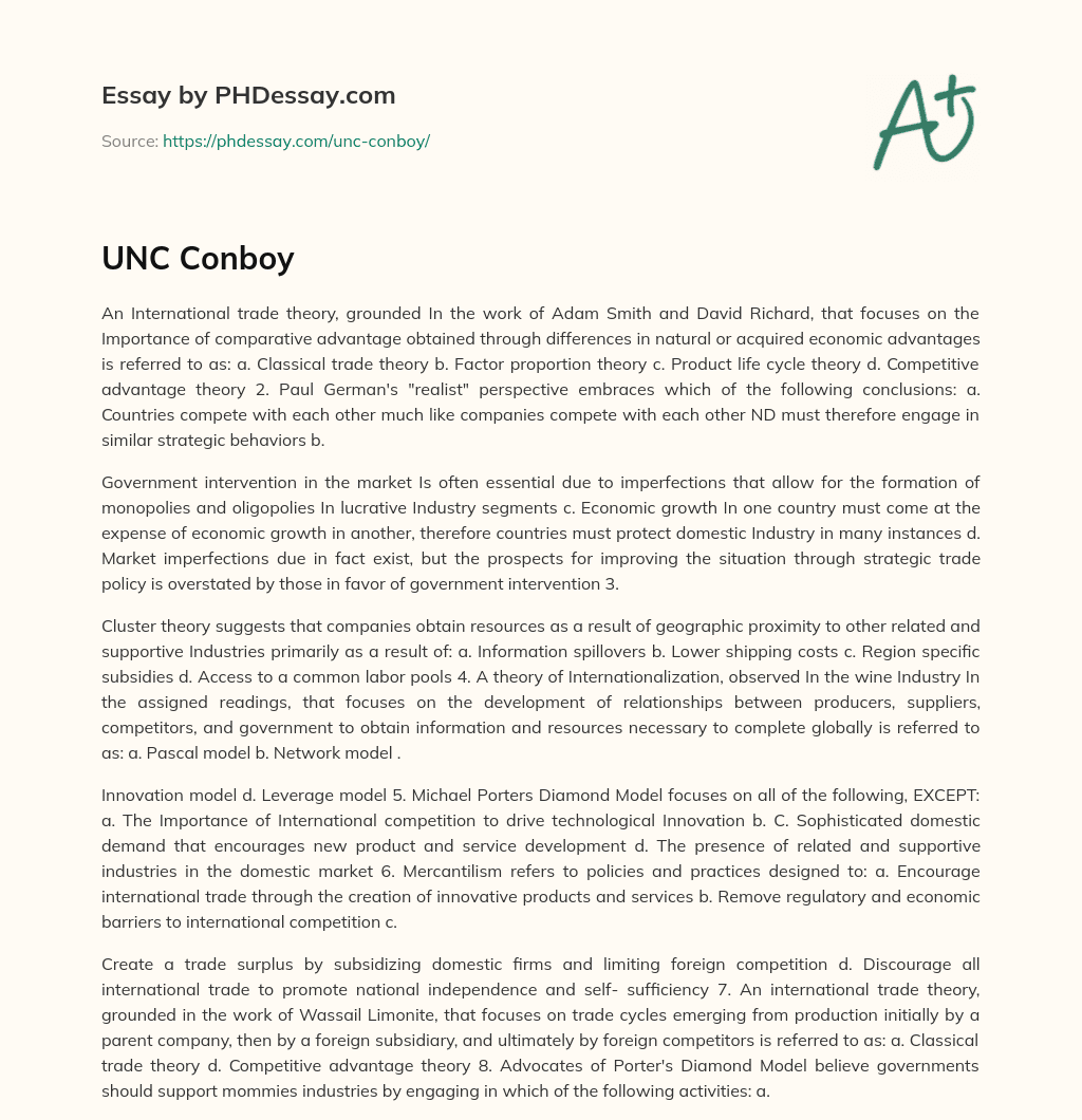 UNC Conboy essay