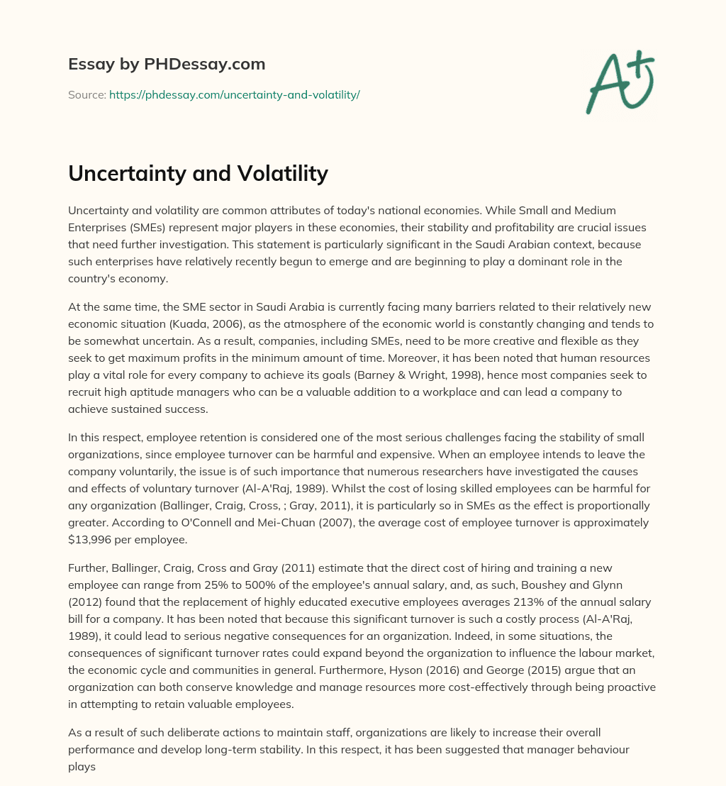 Uncertainty and Volatility essay