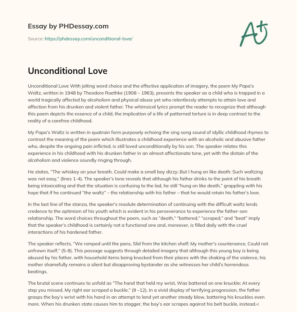 descriptive essay about unconditional love