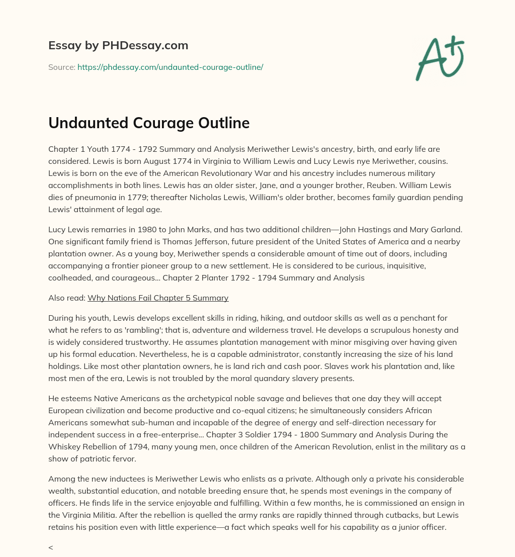 Undaunted Courage Outline essay