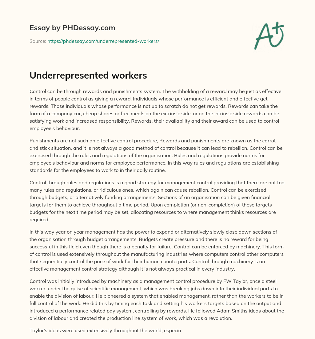 Underrepresented workers essay