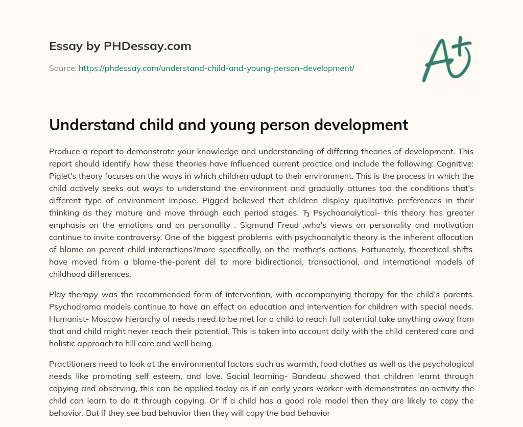 Understand child and young person development essay
