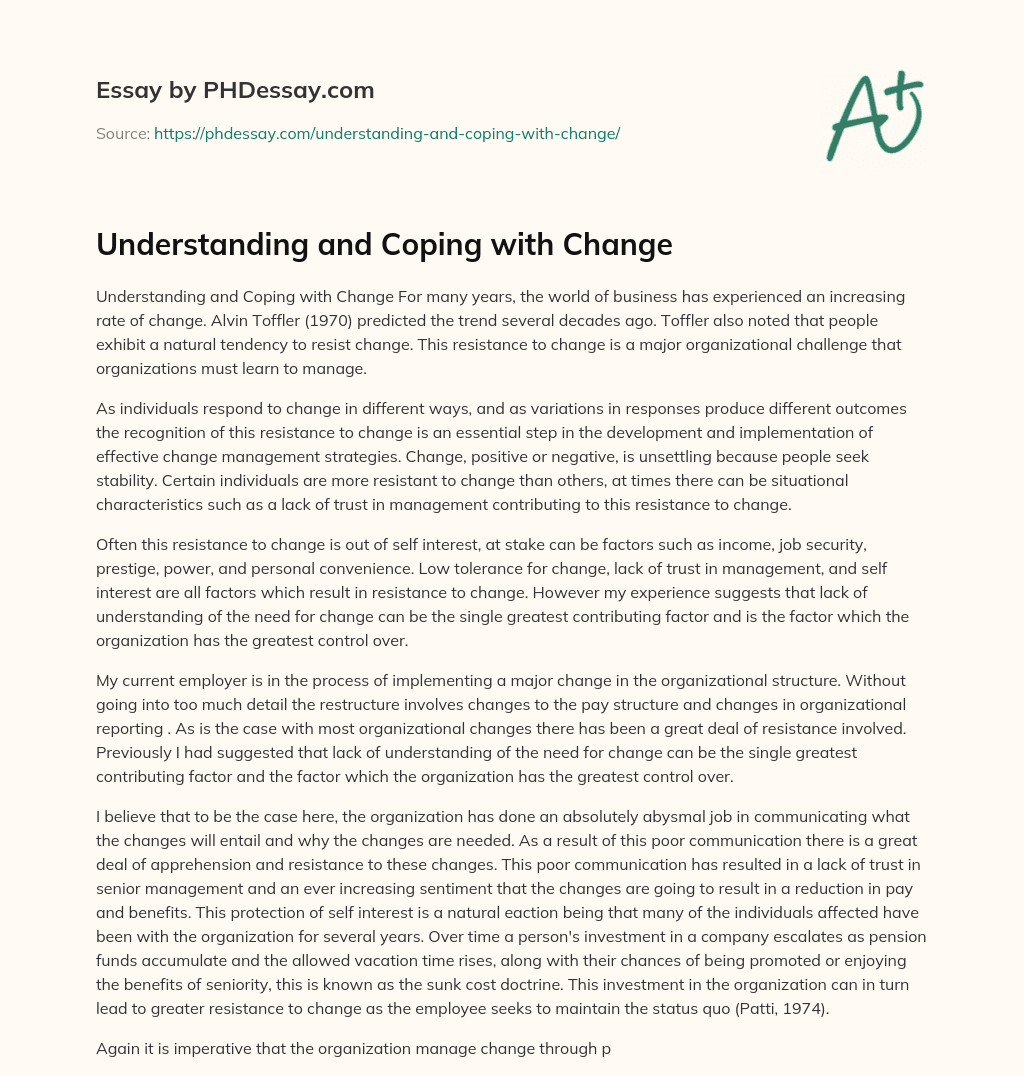 coping with change essay