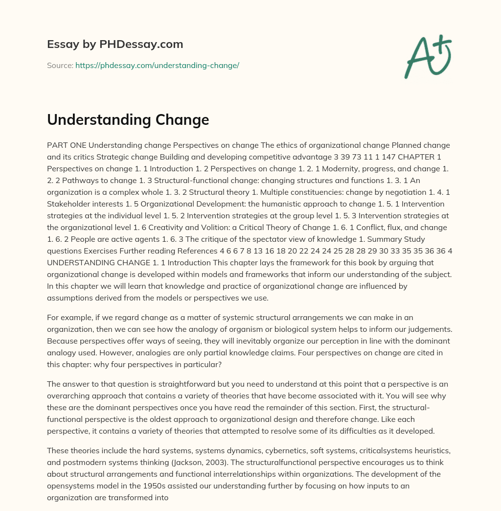 Understanding Change essay