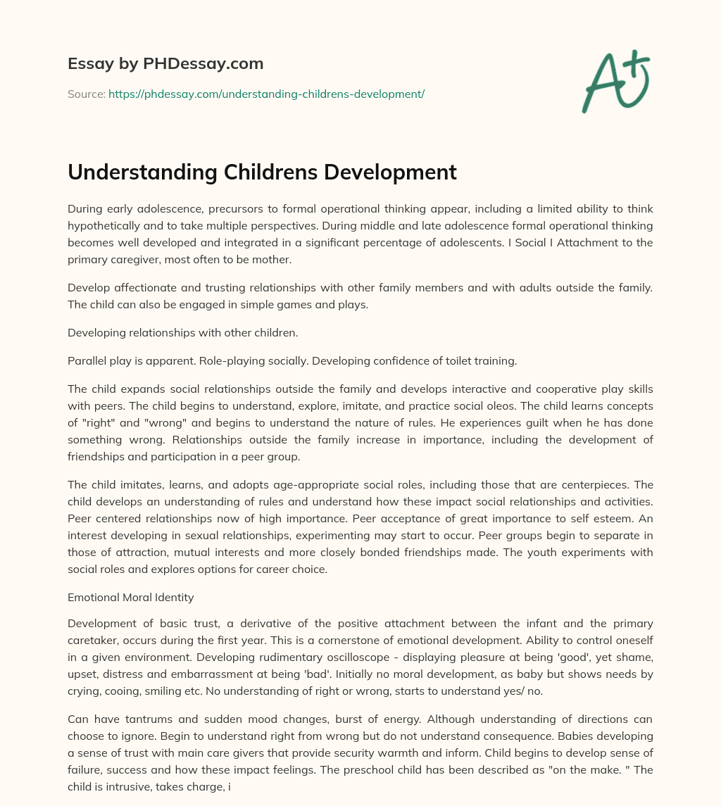 Understanding Childrens Development essay