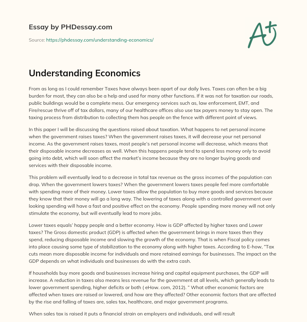 Understanding Economics essay