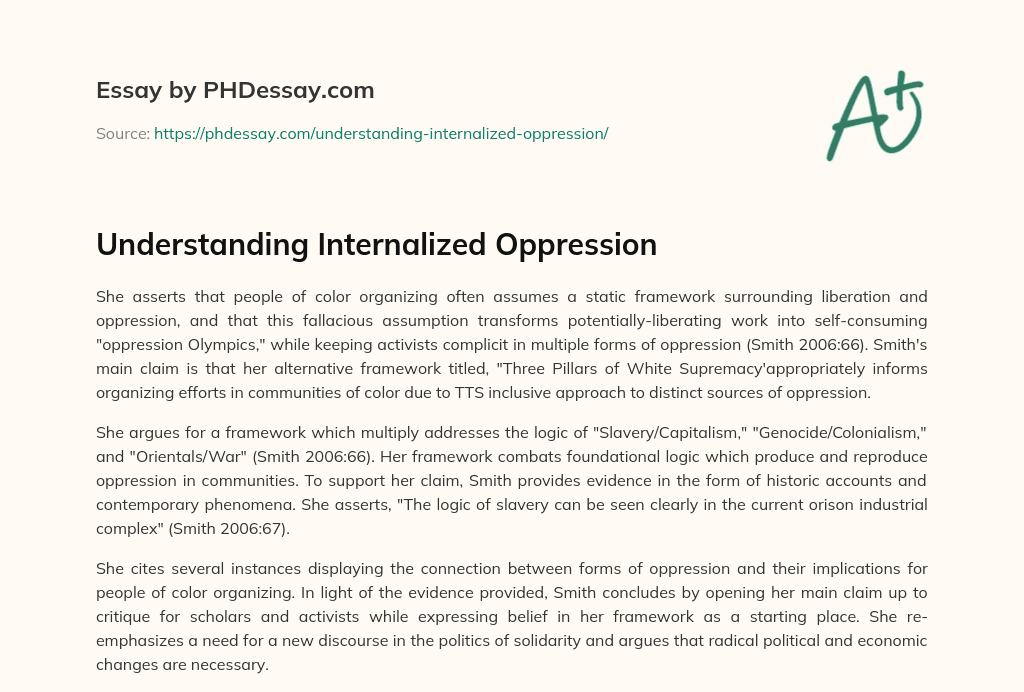 Understanding Internalized Oppression essay