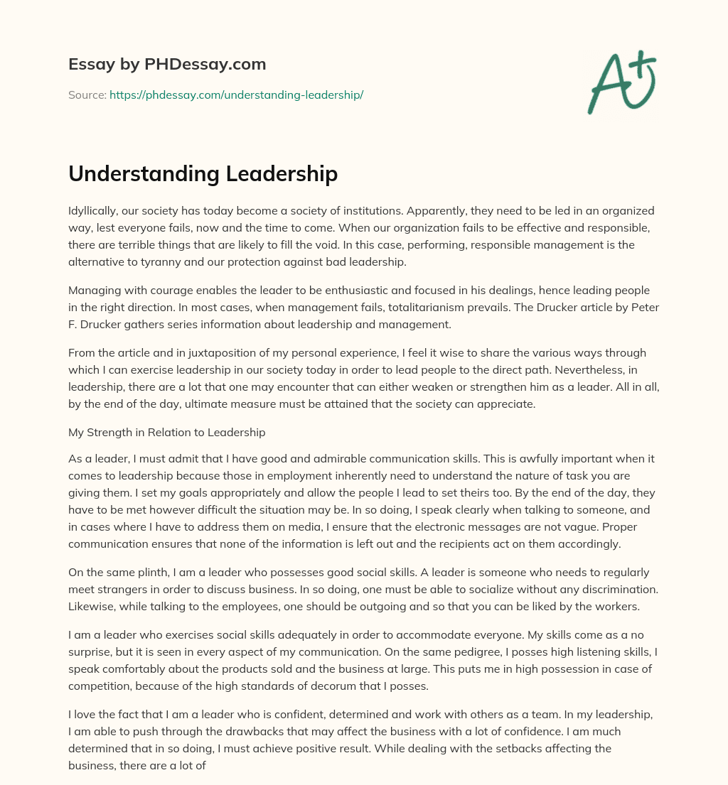 Understanding Leadership essay