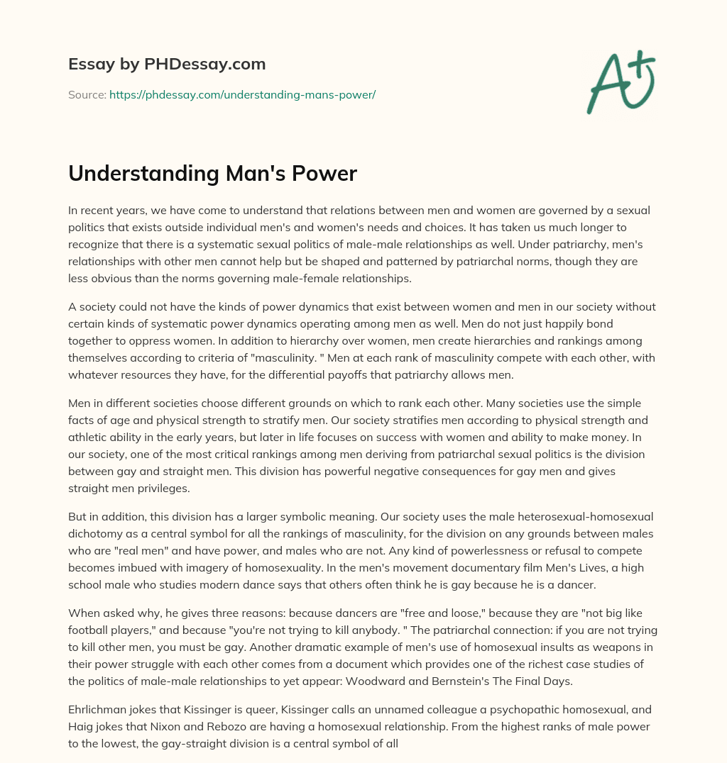 Understanding Man’s Power essay