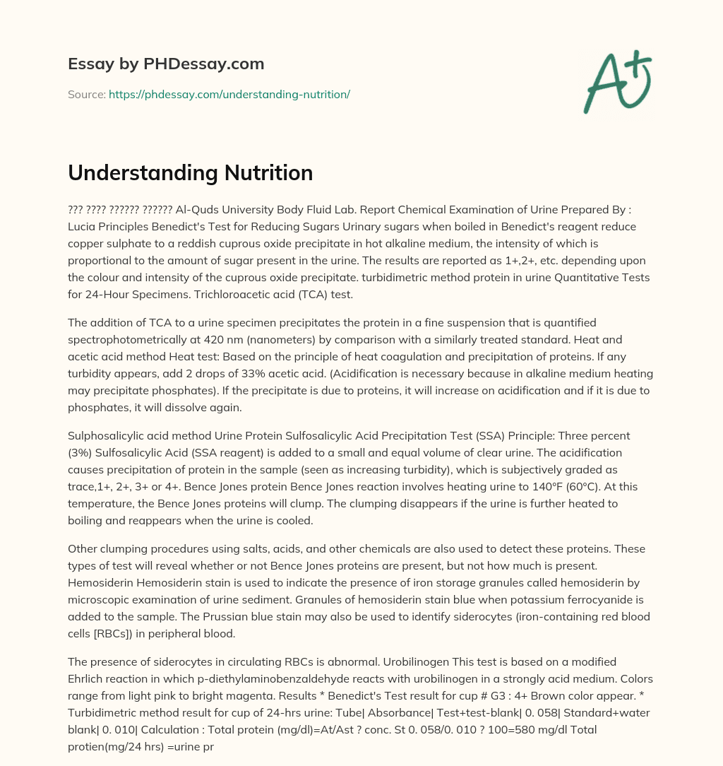 Understanding Nutrition essay