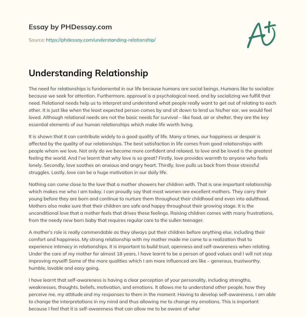 Understanding Relationship essay