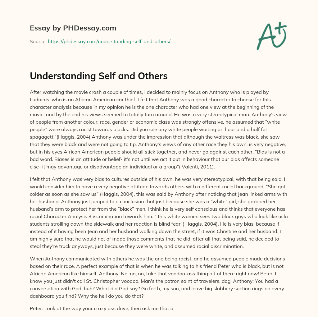 understanding the self and others essay