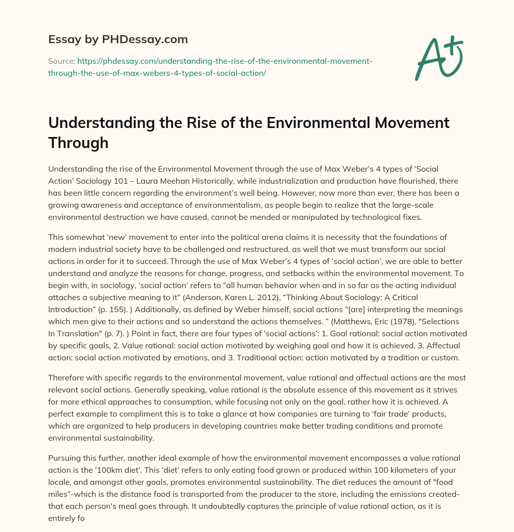 Understanding the Rise of the Environmental Movement Through essay