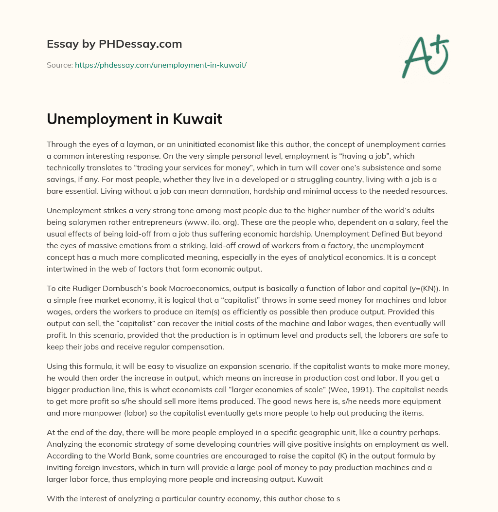 Unemployment in Kuwait essay