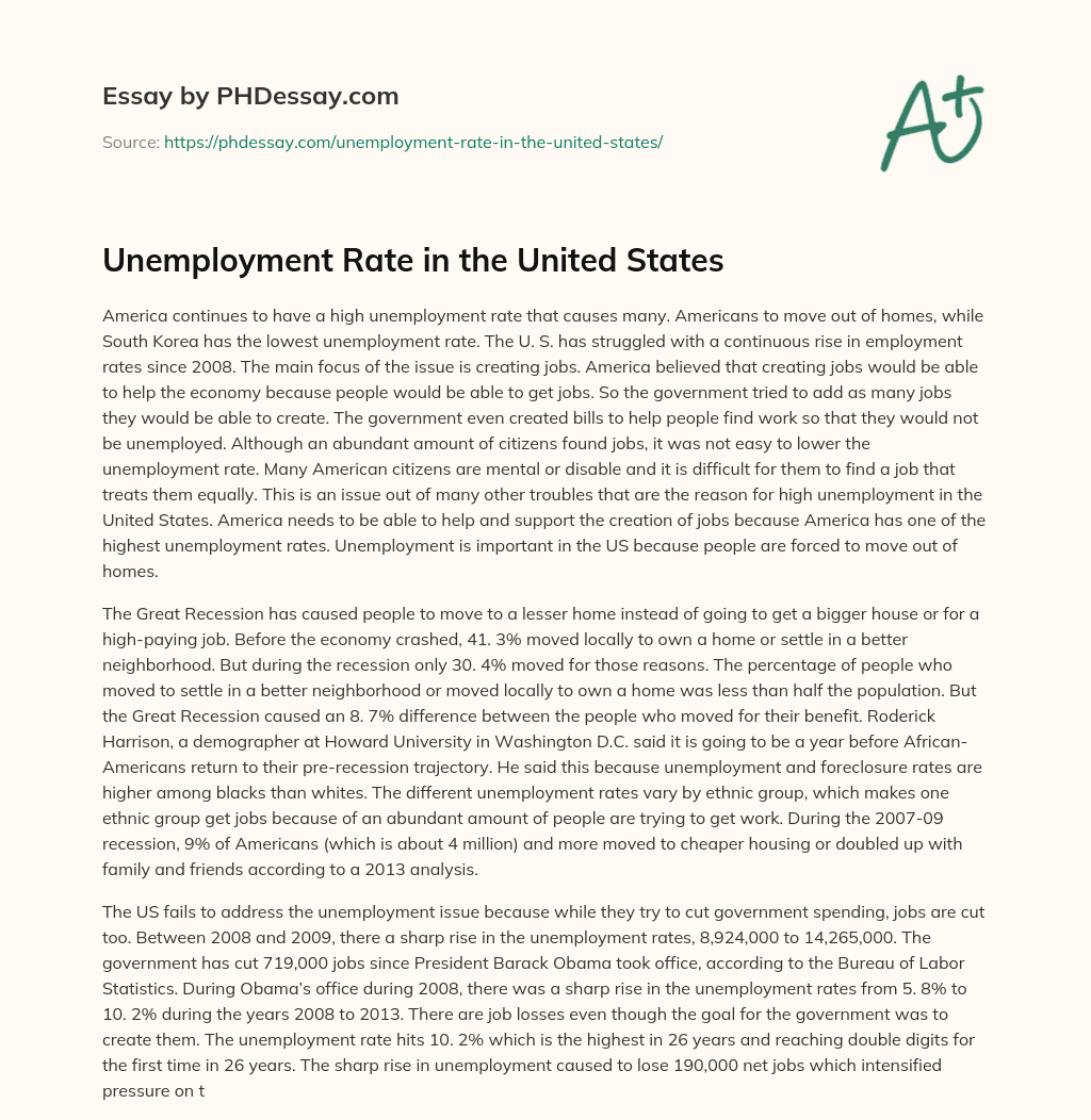 essay on unemployment rate