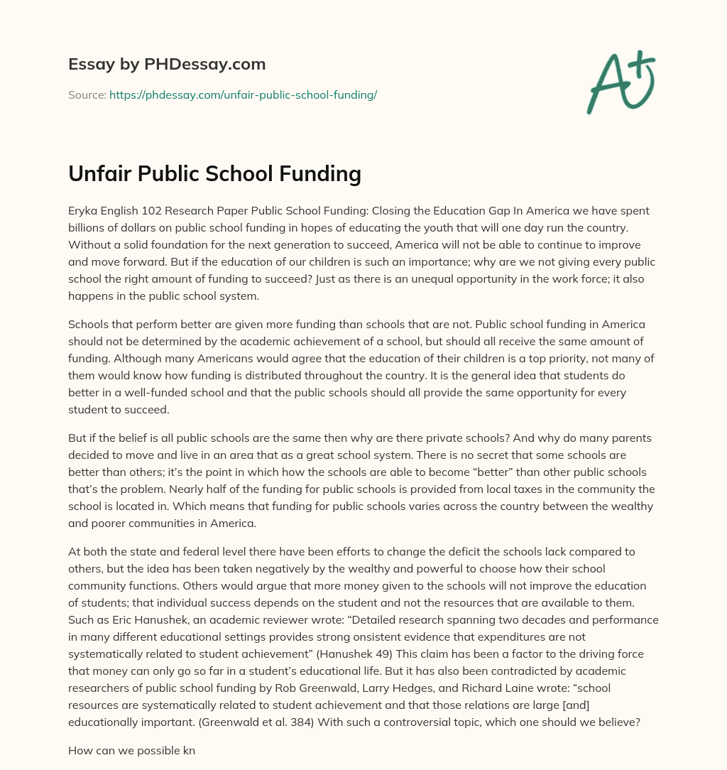 Unfair Public School Funding essay