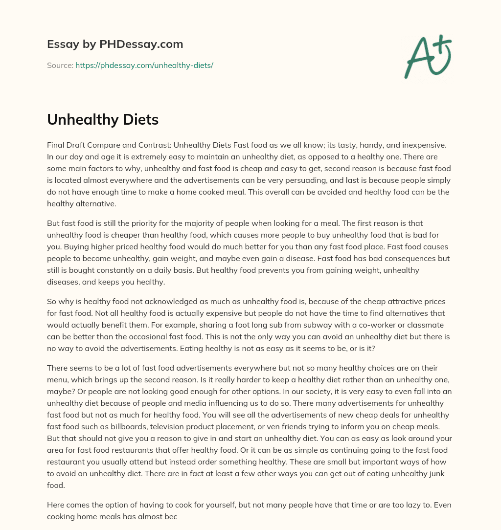 Unhealthy Diets essay