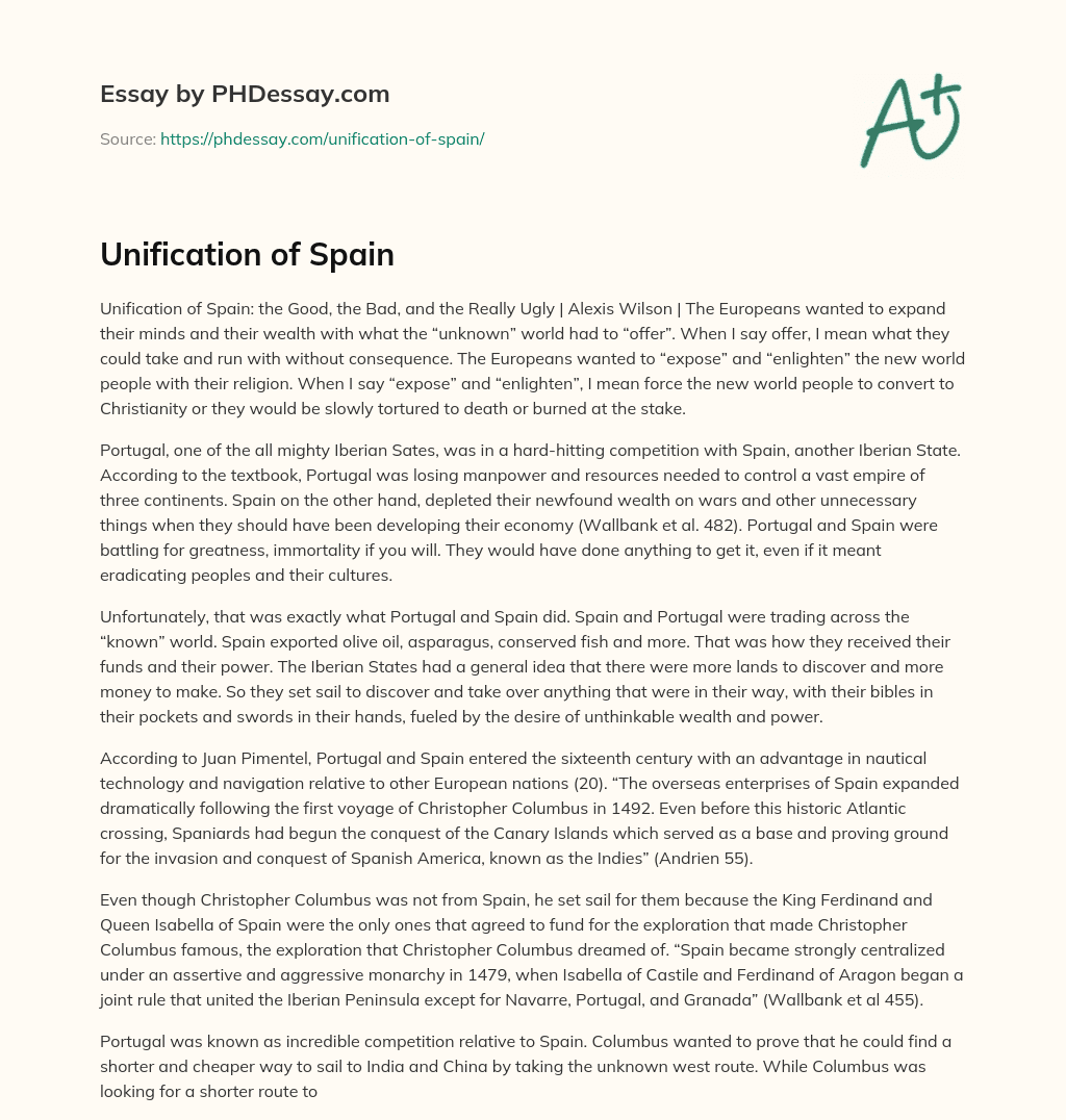 Unification of Spain essay