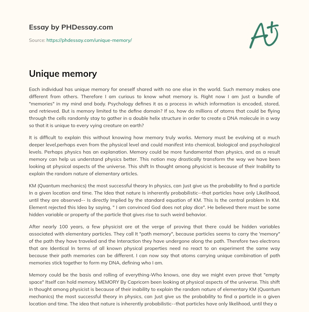Unique memory essay